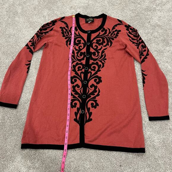 Bob Macke Wearable Art Women's Pink Cardigan with‎ Black Detail Size Small - Picture 8 of 10